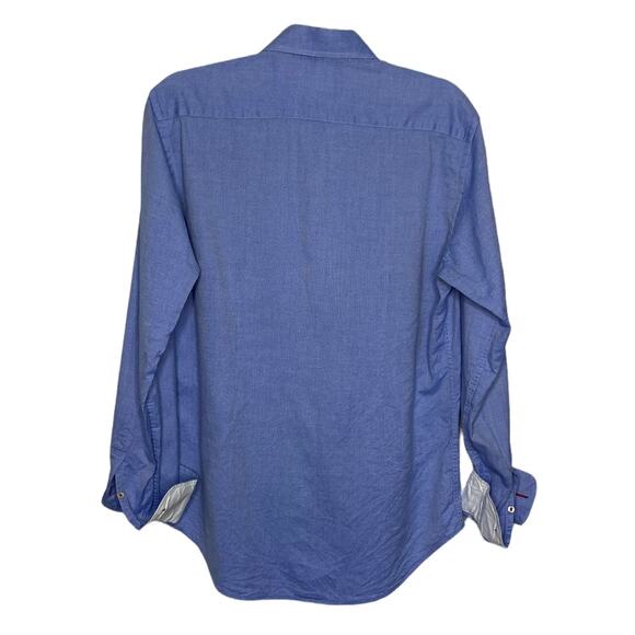 ZARA MAN Button Down Long Sleeve Shirt Slim Fit Blue Men's Size Medium - Picture 4 of 7
